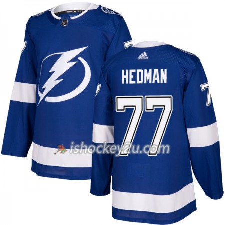 Mænd NHL Tampa Bay Lightning Trøje Victor Hedman 77 Adidas 2017-2018 Blå Authentic